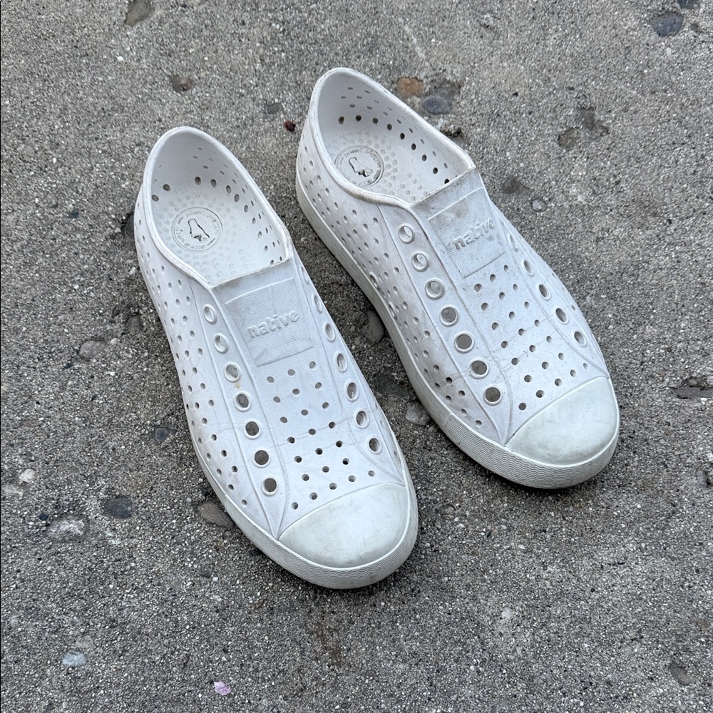 Native White Perforated Slip-On Sneakers